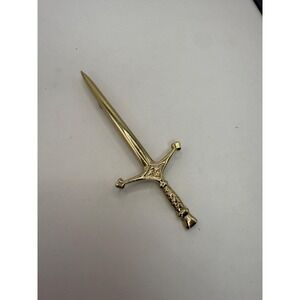 Vintage Scottish Sword Brooch Gold Tone Scotland Dagger Pin